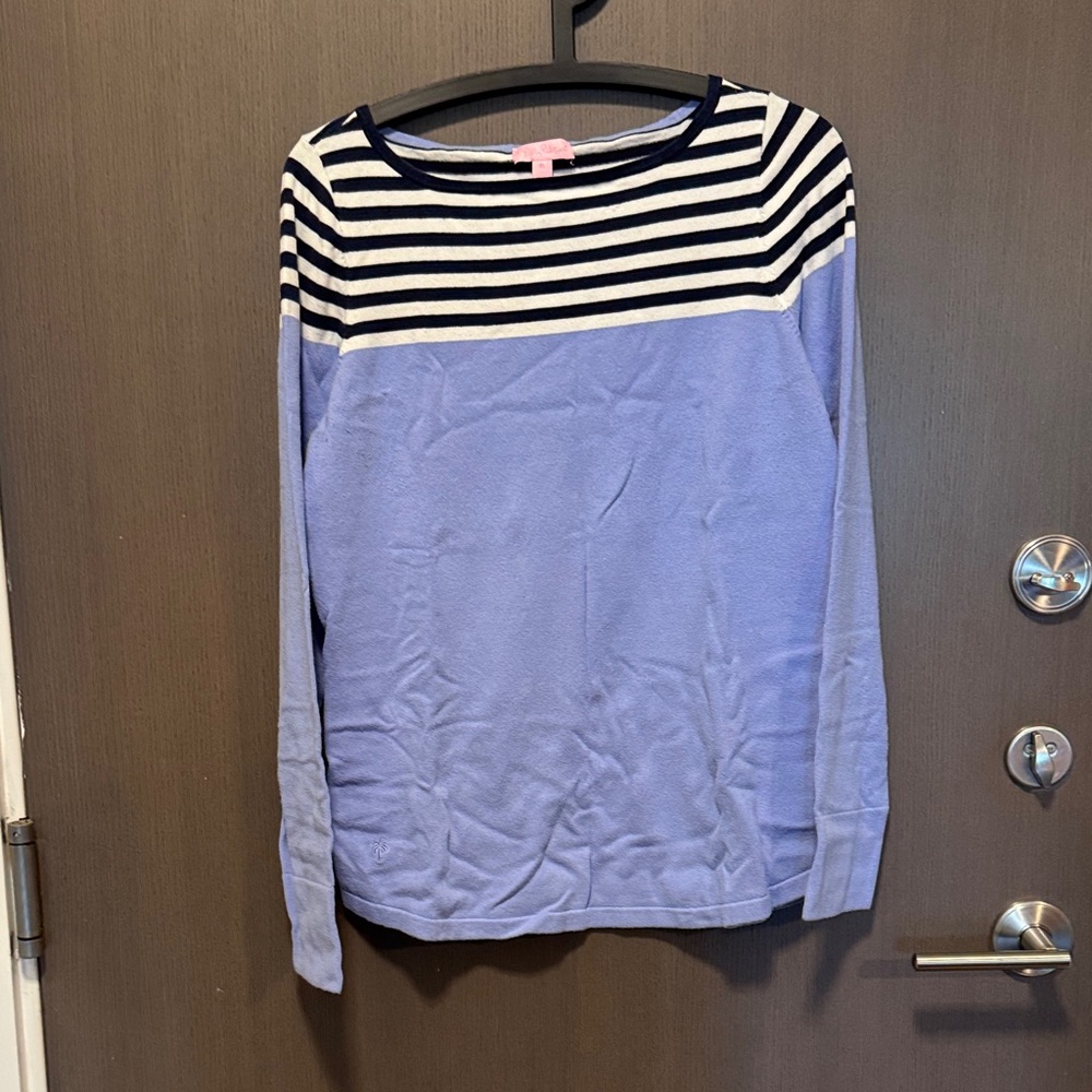 Lilly Pulitzer Navy and Lavender Striped Top